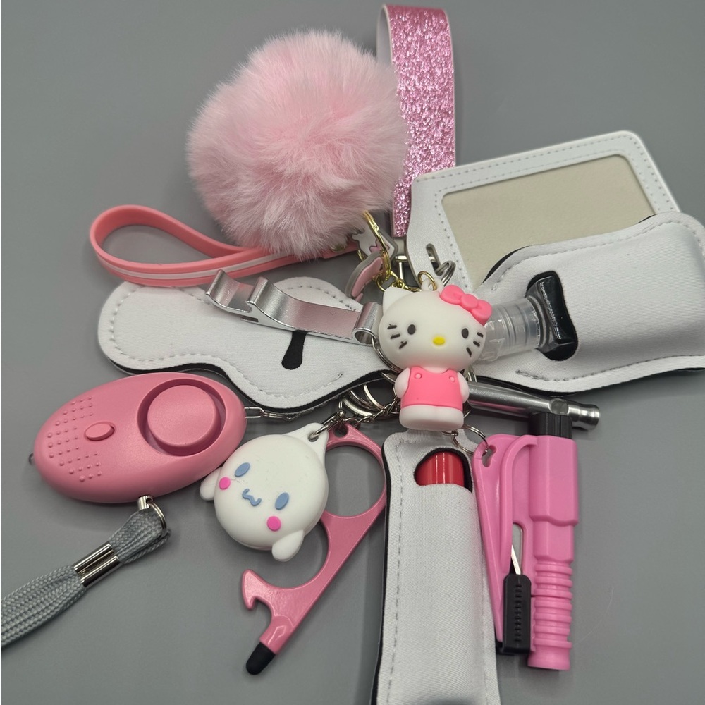 Cute Pink Keychain Accessories Set